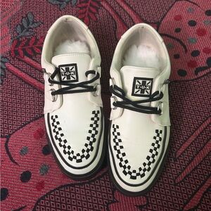 T.U.K White and Black Checkerboard Creeper Loafers